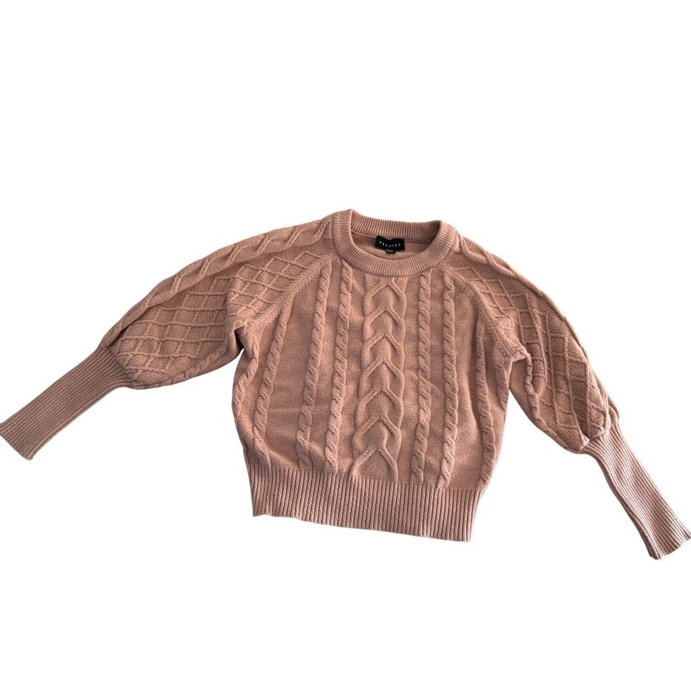 Premise Womens Cable Knit Pullover Sweater M/M Blush Pink Long Sleeve Cozy & Sty